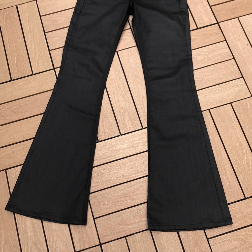 rag & bone gray skinny flare bell bottom wet jeans - Picture 4 of 9
